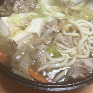 鶏もも肉と豚肉のうどん入り♡水炊き鍋(^ ^)